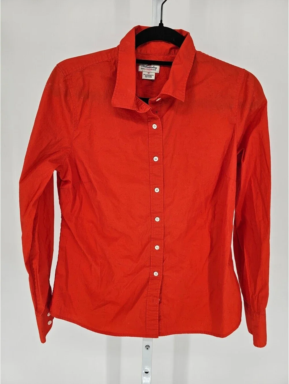 Vtg Y2K J Crew Haberdashery Womens Sz M Long Sleeve Dress Shirt Solid Red
